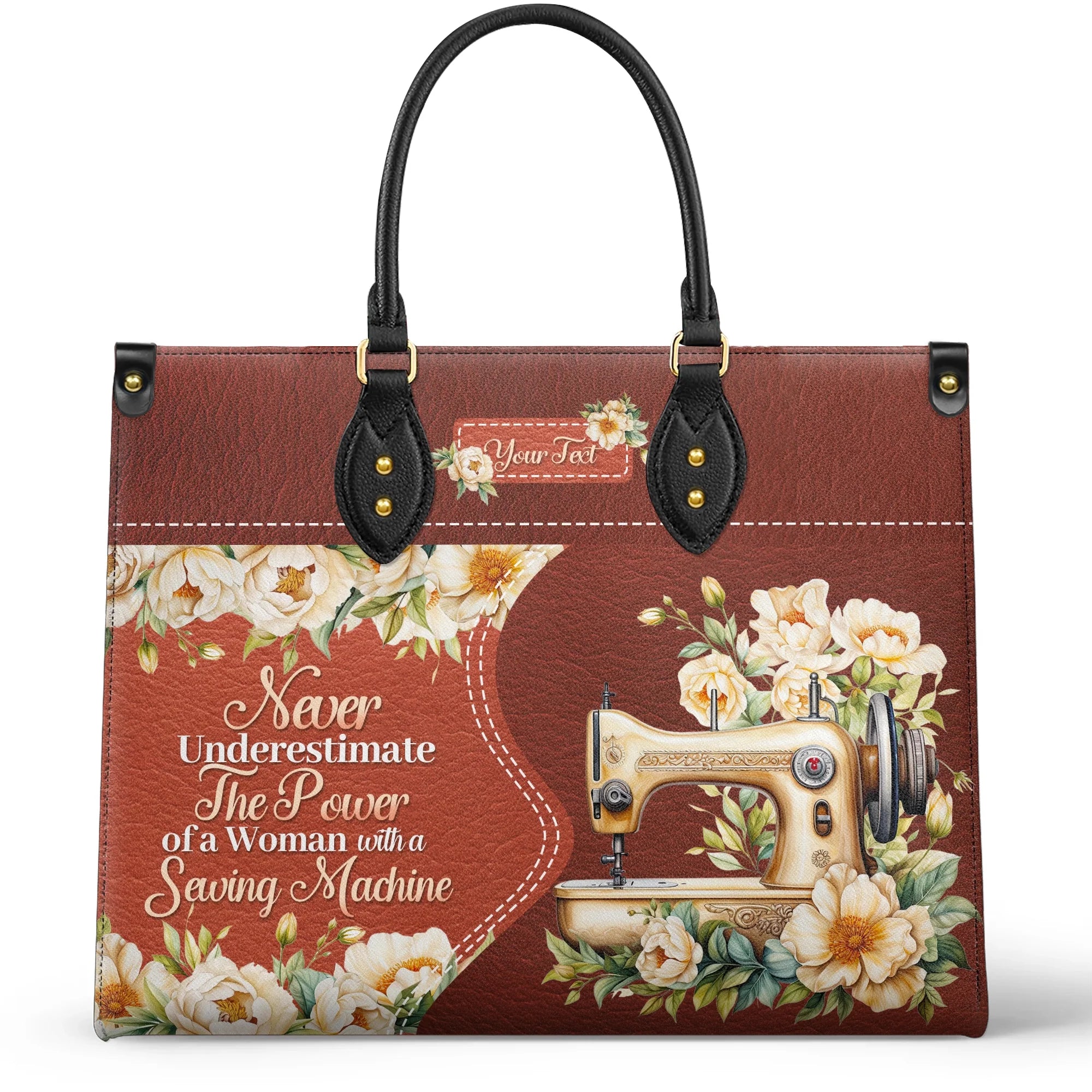 BloomNeedle Stitch Grace Personalized Leather Bag