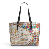 BloomNeedle QuiltJoy Bloom Personalize Leather Tote Bag