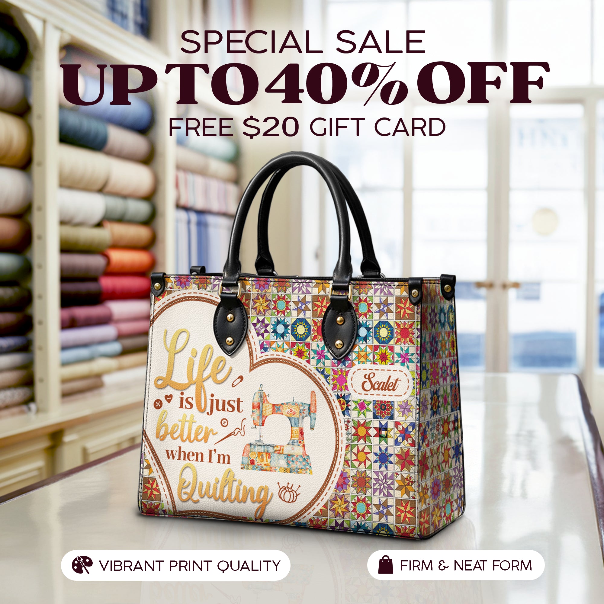 BloomNeedle QuiltJoy Bloom Personalized Leather Bag