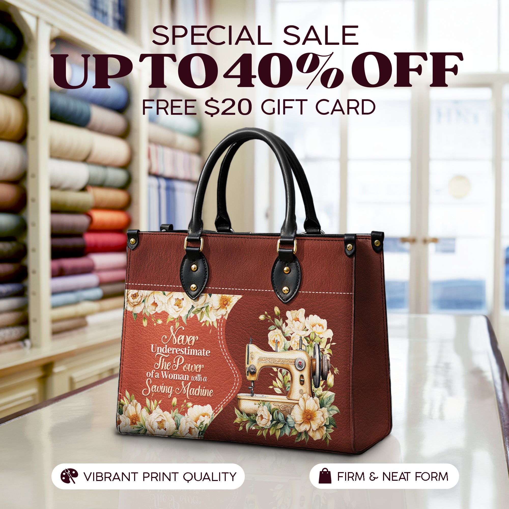BloomNeedle Stitch Grace Personalized Leather Bag