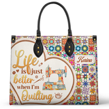 BloomNeedle QuiltJoy Bloom Personalized Leather Bag