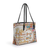 BloomNeedle QuiltJoy Bloom Personalize Leather Tote Bag