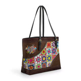 BloomNeedle Patchwork Bliss Leather Tote Bag