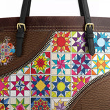 BloomNeedle Patchwork Bliss Leather Tote Bag