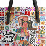BloomNeedle Therapy Stitch Leather Tote Bag
