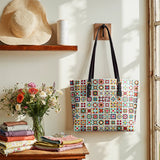 BloomNeedle Rustic Harmony Leather Tote Bag