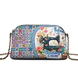 BloomNeedle Quilted Retirement Leather Crossbody Bag