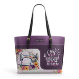 BloomNeedle SoulStitch Bloom Personalized Leather Tote Bag