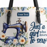 BloomNeedle Sewing Bloom Personalized Leather Tote Bag