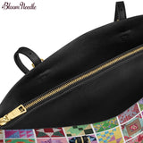 BloomNeedle Patchwork Melody Leather Tote Bag