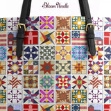 BloomNeedle QuiltGarden Charm Leather Tote Bag