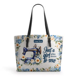 BloomNeedle Sewing Bloom Personalized Leather Tote Bag