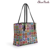 BloomNeedle Patchwork Melody Leather Tote Bag