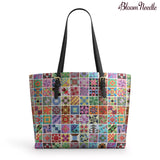 BloomNeedle Patchwork Melody Leather Tote Bag