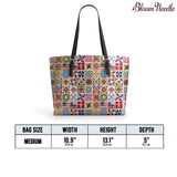 BloomNeedle QuiltGarden Charm Leather Tote Bag