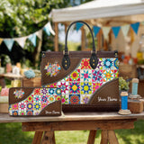 BloomNeedle Patchwork Bliss Personalized Leather Bag