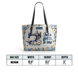 BloomNeedle Sewing Bloom Personalized Leather Tote Bag