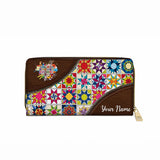 BloomNeedle Patchwork Bliss Personalized Leather Wallet