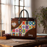 BloomNeedle Patchwork Bliss Personalized Leather Bag