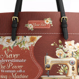 BloomNeedle Stitch Grace Leather Tote Bag