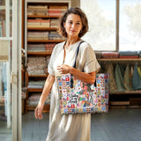 BloomNeedle Therapy Stitch Leather Tote Bag
