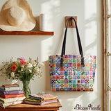 BloomNeedle Patchwork Melody Leather Tote Bag