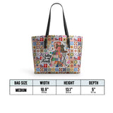 BloomNeedle Therapy Stitch Leather Tote Bag