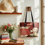 BloomNeedle Stitch Grace Leather Tote Bag