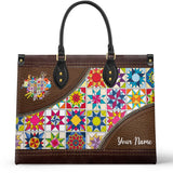 BloomNeedle Patchwork Bliss Personalized Leather Bag