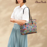BloomNeedle Patchwork Melody Leather Tote Bag