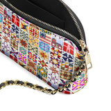 BloomNeedle QuiltGarden Charm Leather Crossbody Bag