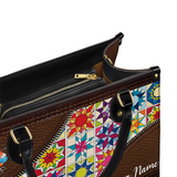 BloomNeedle Patchwork Bliss Personalized Leather Bag