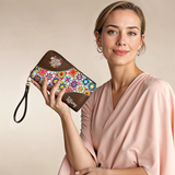 BloomNeedle Patchwork Bliss Personalized Leather Wallet
