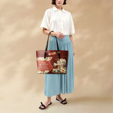 BloomNeedle Stitch Grace Leather Tote Bag