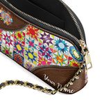 BloomNeedle Patchwork Bliss Personalized Leather Crossbody Bag