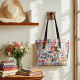 BloomNeedle Therapy Stitch Leather Tote Bag