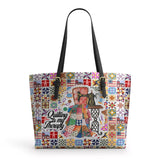 BloomNeedle Therapy Stitch Leather Tote Bag