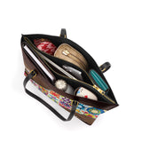 BloomNeedle Patchwork Bliss Personalized Leather Tote Bag
