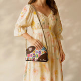 BloomNeedle Patchwork Bliss Personalized Leather Crossbody Bag
