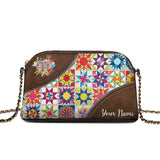 BloomNeedle Patchwork Bliss Personalized Leather Crossbody Bag