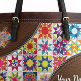 BloomNeedle Patchwork Bliss Personalized Leather Tote Bag