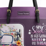 BloomNeedle SoulStitch Bloom Personalized Leather Tote Bag