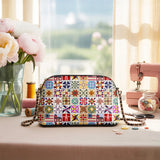 BloomNeedle QuiltGarden Charm Leather Crossbody Bag