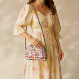 BloomNeedle QuiltGarden Charm Leather Crossbody Bag
