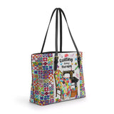 BloomNeedle Quilt Therapy Leather Tote Bag
