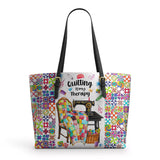 BloomNeedle Quilt Therapy Leather Tote Bag