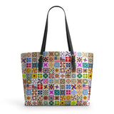 BloomNeedle Fifty Patchwork States Leather Tote Bag