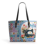 BloomNeedle Quilted Retirement Leather Tote Bag
