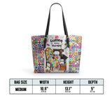 BloomNeedle Quilt Therapy Leather Tote Bag