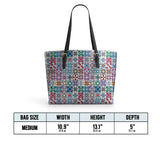 BloomNeedle Heritage Blocks Leather Tote Bag